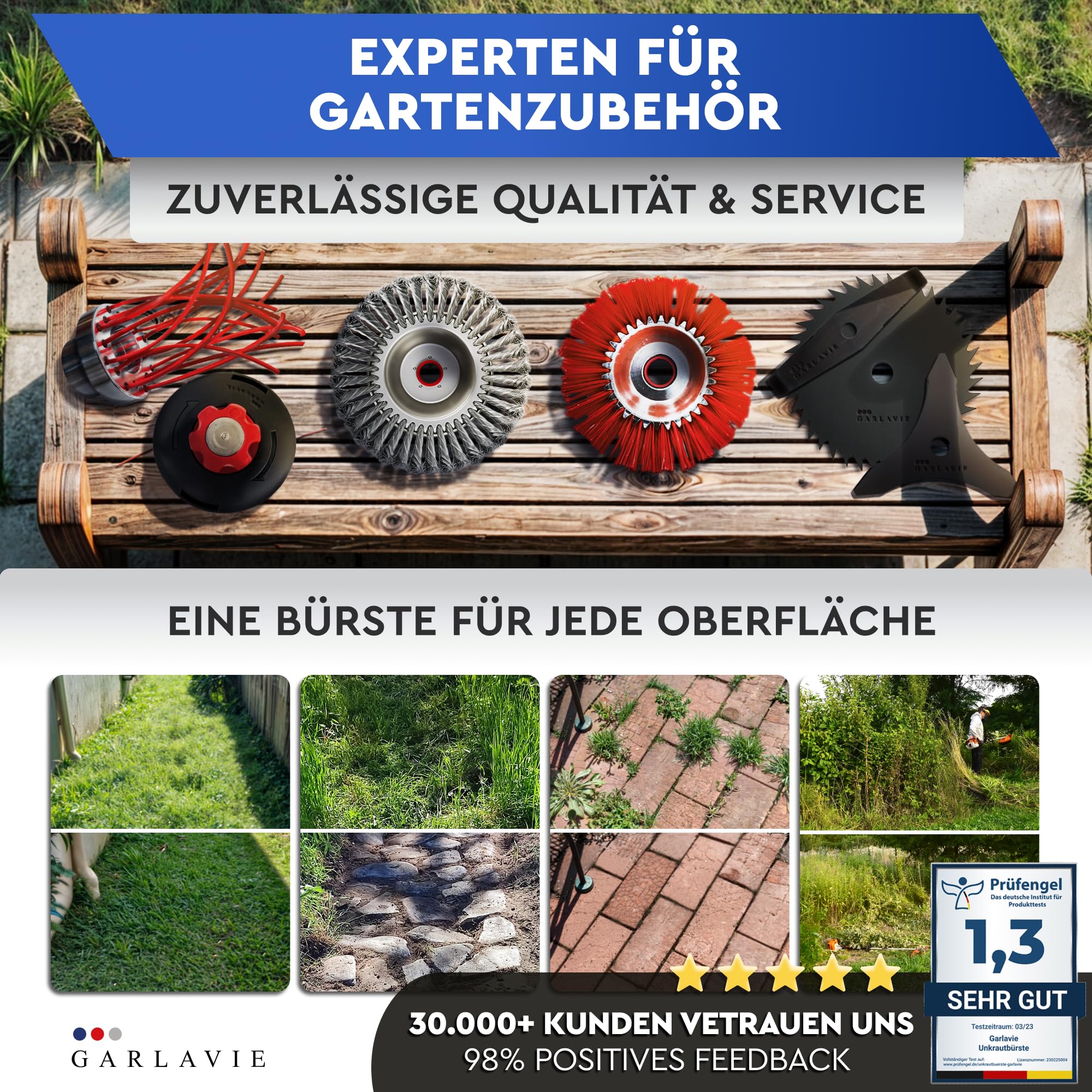 Unkrautbürste für Freischneider gegen Unkraut und Moos 25,4mm Bohrung 7