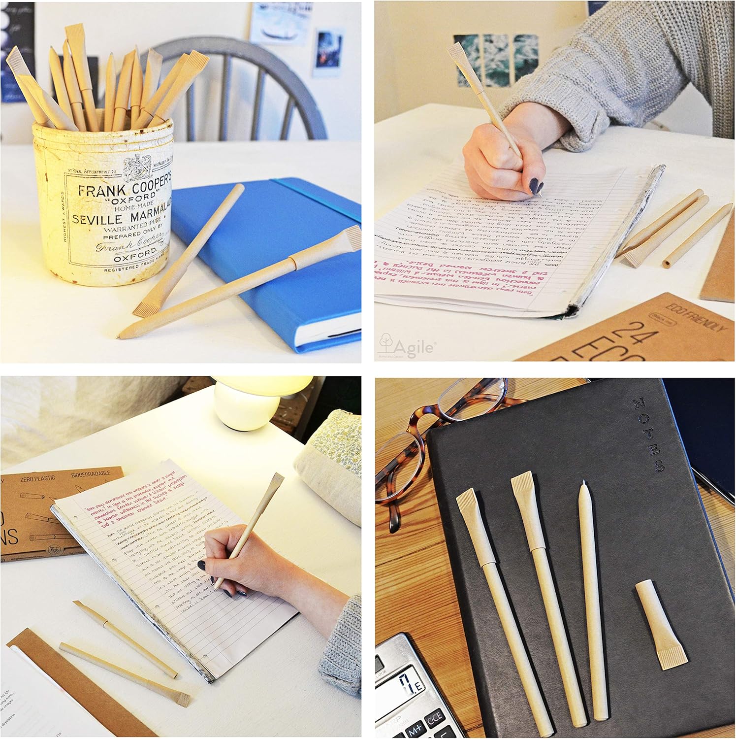 Eco Friendly Pens with LowWaste Packaging (Pack of 24) Vegan