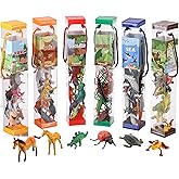FLORMOON Animal Figures, 72pcs Realistic Mini Dinosaur Insect Sea Farm Reptile Wild Jungle Animal Toys, Early Educational Toys, Birthday Party Cake Topper Gift for Kids
