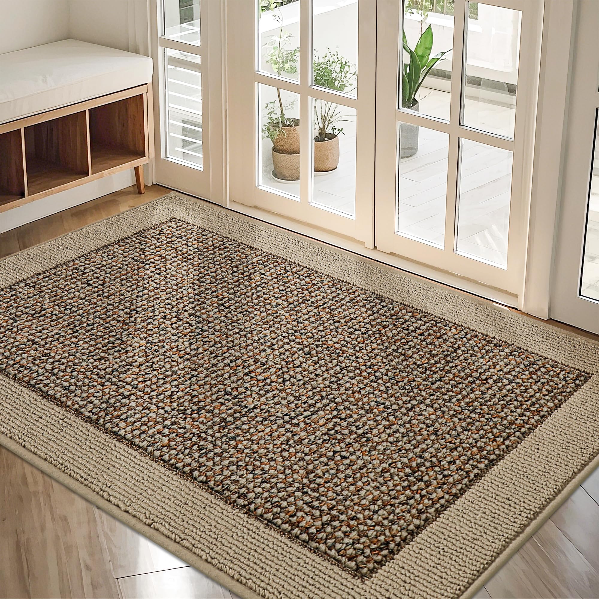 Photo 1 of BEQHAUSE Indoor Door Mat 32" x 48", Dirt Trapper Door Mats Non-Slip Entryway Rugs Washable, Resist Dirt Absorbent Welcome Mat, Low Profile Floor Mats for Front Back Door and Entryway, Taupe