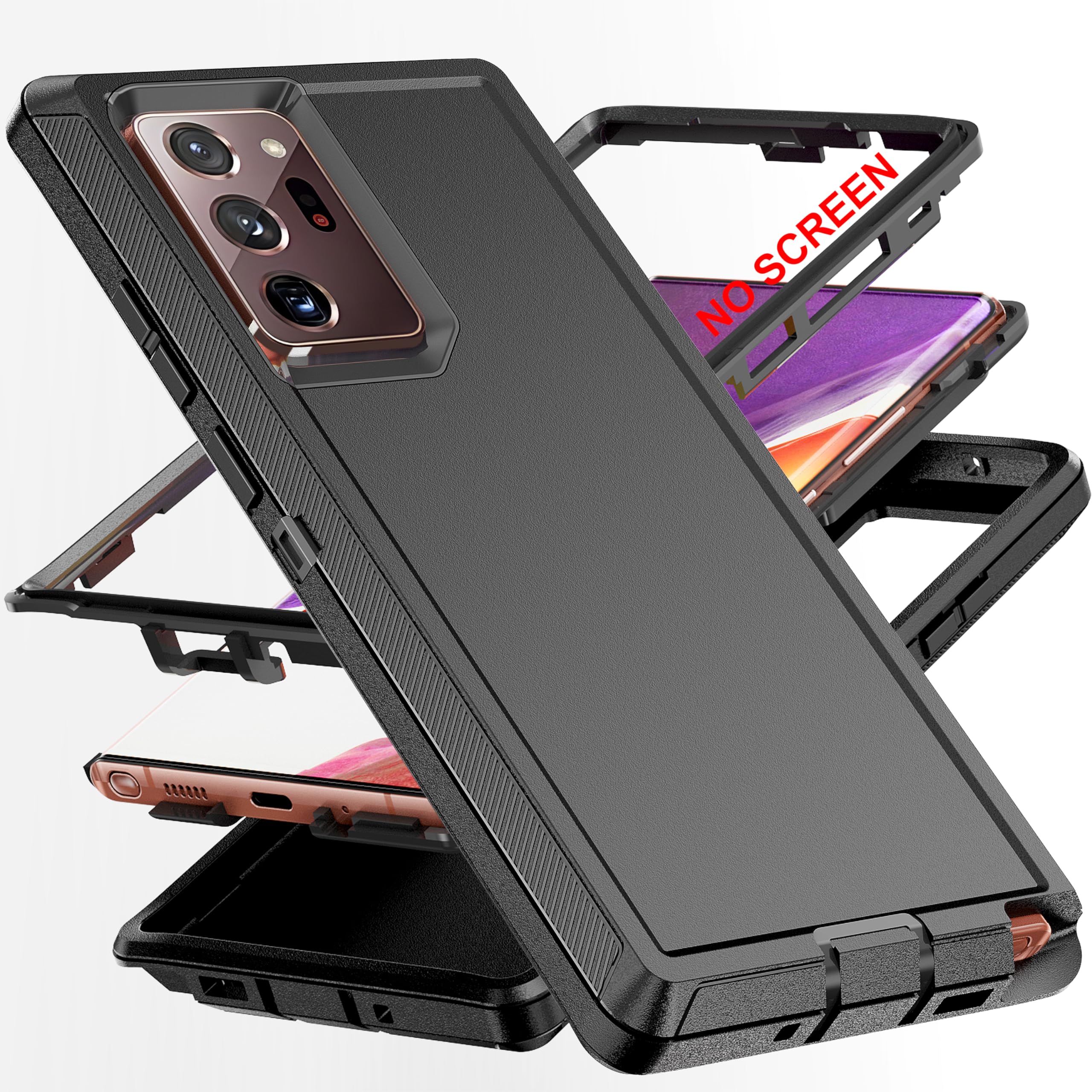 Photo 1 of AYMECL for Note 20 Ultra Case,[Military Grade] 3 in 1 Full Body Shockproof Dust/Drop Proof Heavy Duty Protection Cover,for Samsung Galaxy Note 20 Ultra 6.9 Inch,Black