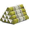 Leewadee Triangle Cushion – Comfortable Backrest for TV or Reading, Incline Pillow for Relaxing Made of Kapok, 20 x 13 x 13 inches, Green