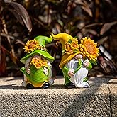 WZAPPKEW 2PCS Sunflower Gnome Decor,Dynamic Spring Gnomes Decorations for Home and Yard Swedish Tomte Elf Dwarf Figurines Summer Outdoor Gnomes Gifts for Women (Sunflowers)
