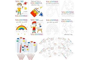 CPicdn 24 Pack Valentine’s Day Gifts Mini Watercolor Kids Paint Set, DIY Valentines Greeting Card Watercolor Paint Bulk for Boys Girls School Classroom Exchange Gift Party Favors