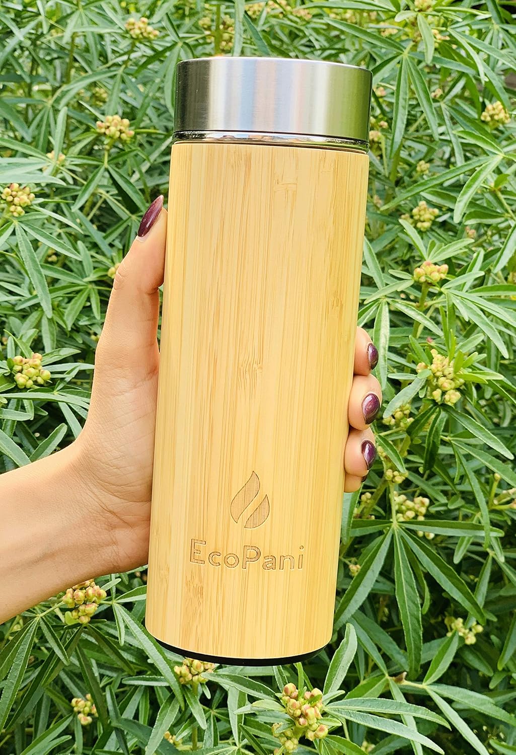 EcoPani Bamboo and Stainless Steel Water Bottle Premium Triple Walled