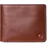Alpine Swiss Wallet for Men Nolan Commuter Bifold Dual ID Windows for License Work Badge RFID Protection Divided Bill Section Gift Boxed Smooth Finish Tan