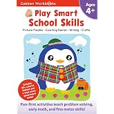 Play Smart School Skills Age 4+: Play Smart School Skills Age 4+: Pre-K Activity Workbook with Stickers for Toddlers Ages 4, 5, 6: Get Ready for School (Full Color Pages)