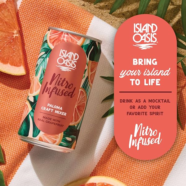 ISLAND OASIS NITRO INFUSED PALOMA CRAFT MIXER, 8.4 FL OZ, PACK OF 4, NATURALLY FLAVORED MOCKTAIL & NON-ALCOHOLIC MIXER