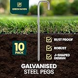 Green Haven Heavy Duty Tent Pegs 10 Pack 8mm x 12in Zinc Galvanised J-Pin view 2