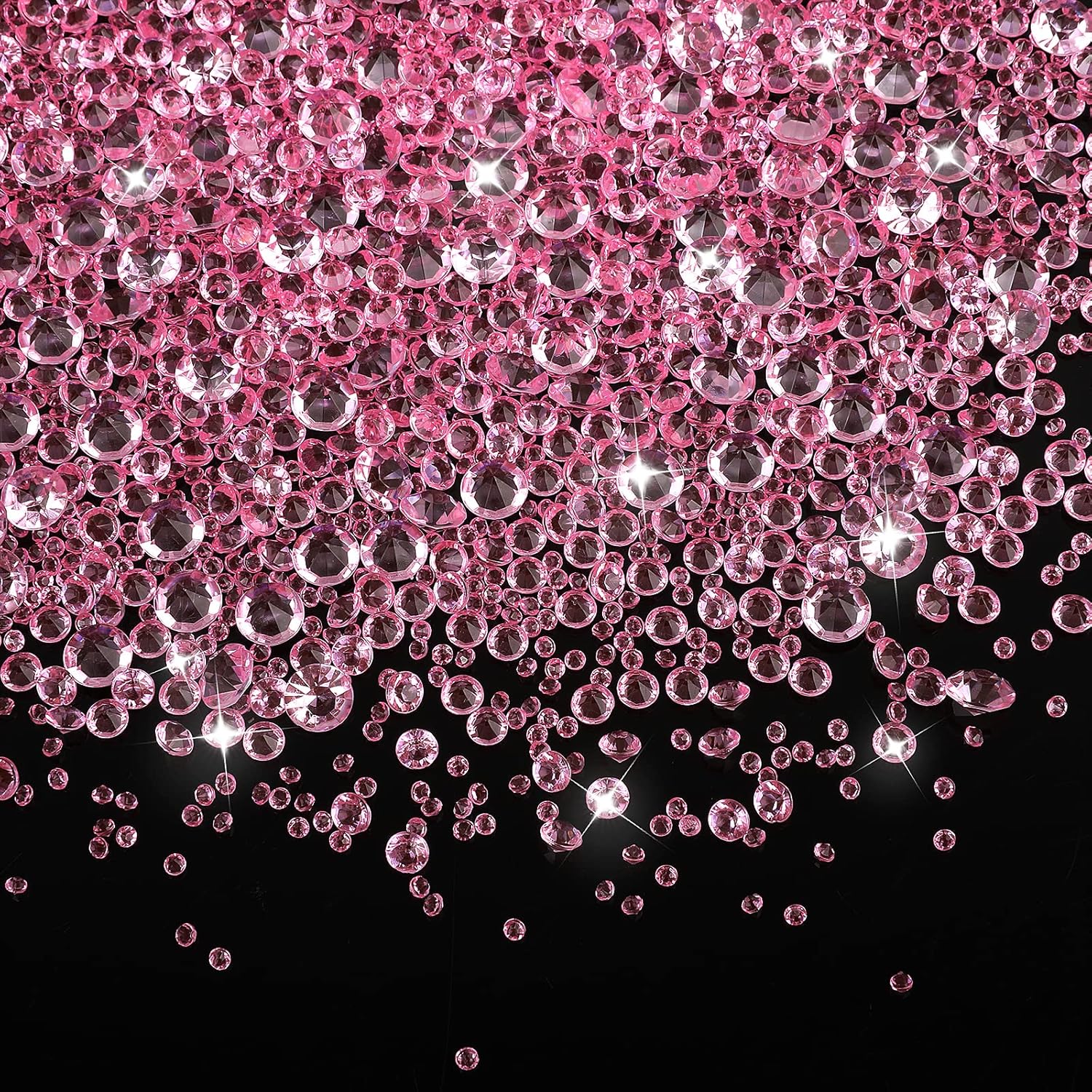 Vase Fillers - 4000Pcs Pink Fake Diamonds Confetti Wedding Crystal Scatter Acrylic Gem Bling Rhinestone Vase Filling For Table Center Wedding Birthday Party Bridal Shower Decoration Vase Beads (3 Sizes)