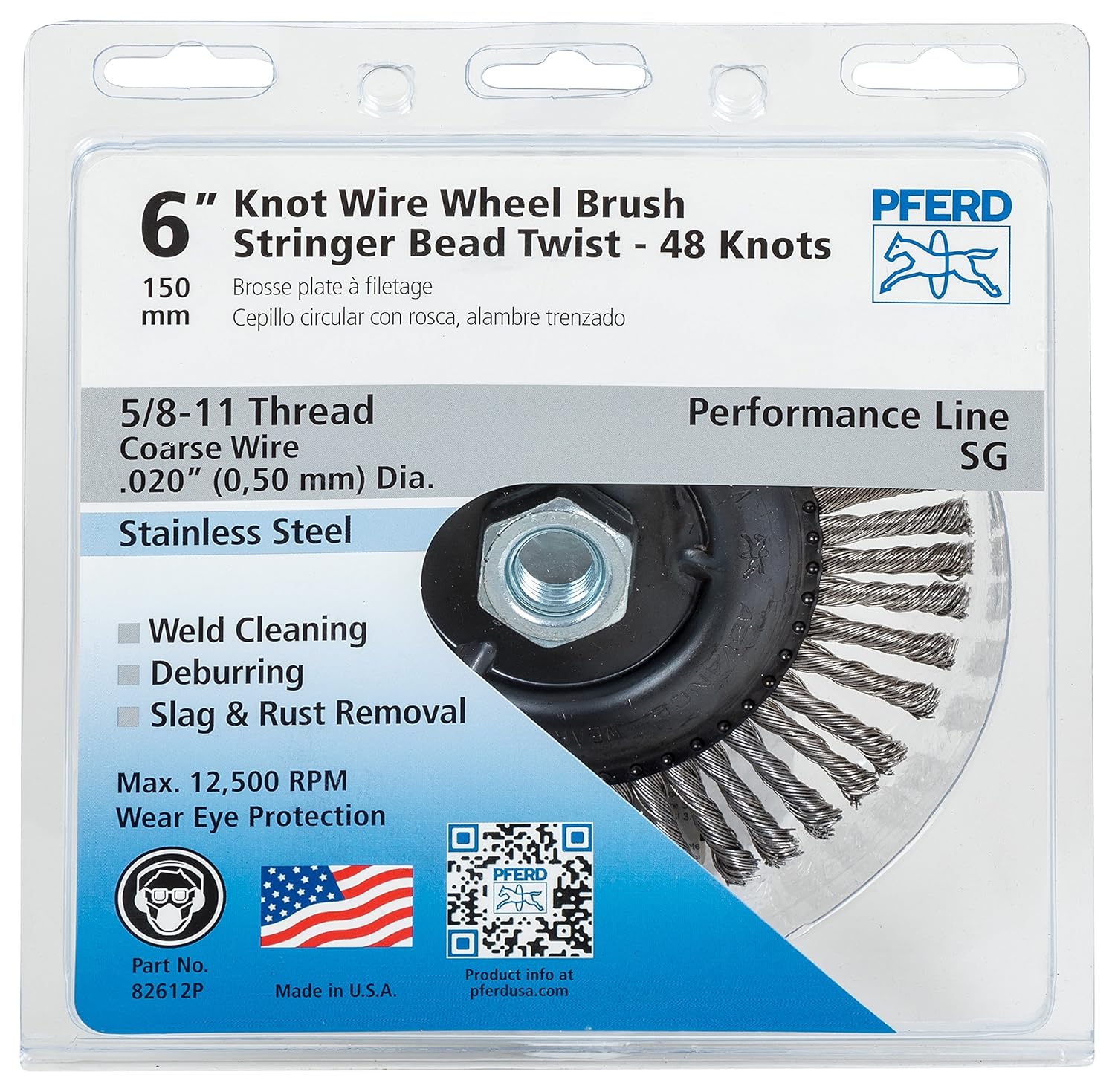 PFERD 82612P Stringer Bead Twist Knot Wheel Brush, Stainless Steel ...