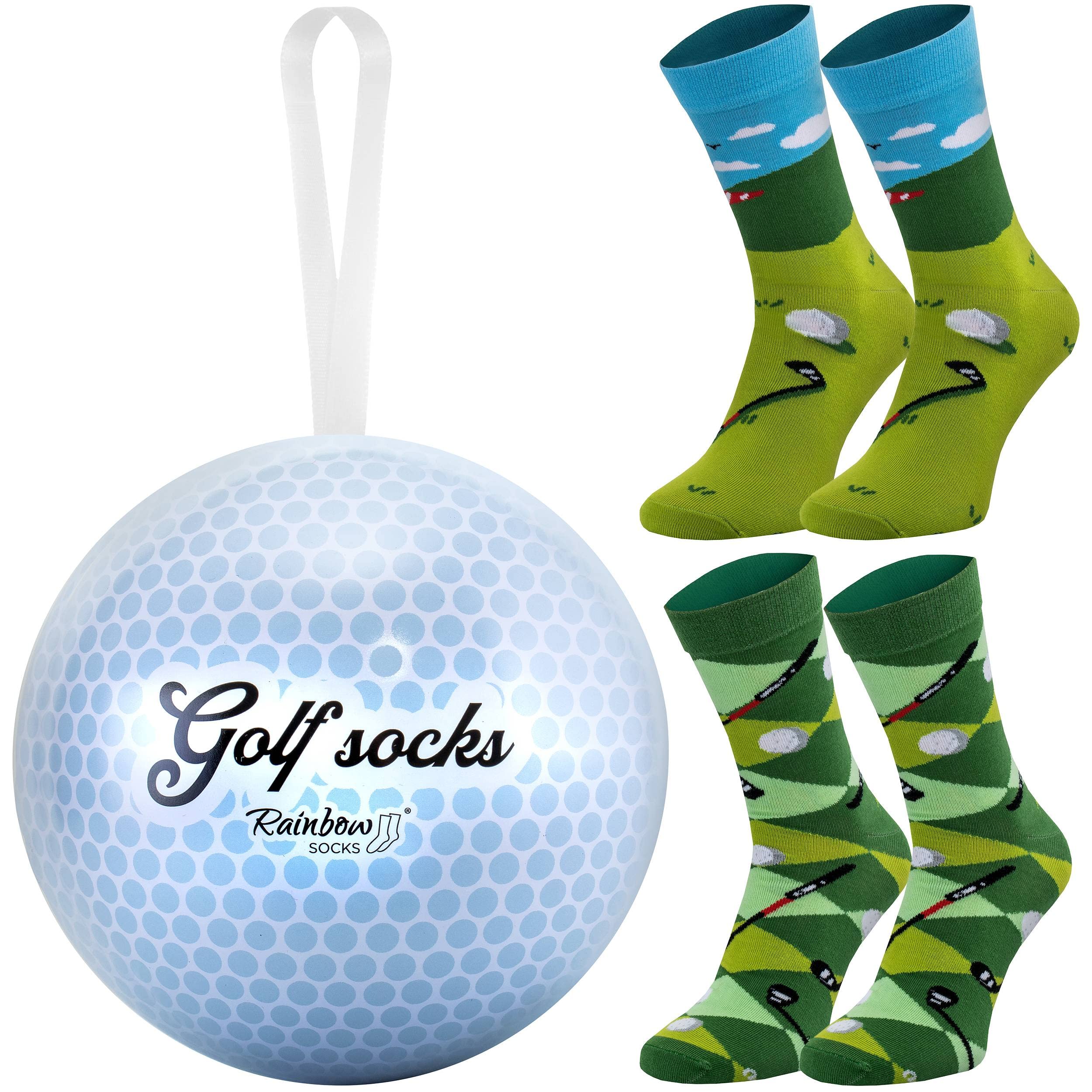 Rainbow Socks – Golf Ball With Golf Socks Inside – As A Gift For Golf Fans, Prestigious Sport, Elegance, And Class – 2 Pairs Of Socks For Women And Men - Size 7.5-11