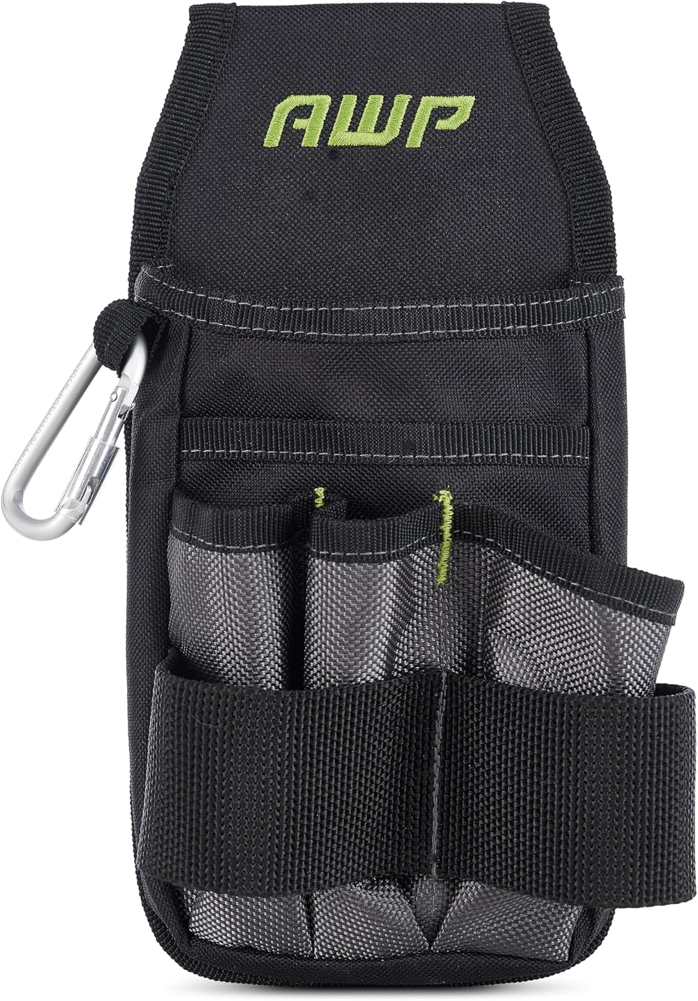 AWP L-804-1 Organizer Tool Pouch 7 Pockets Metal Belt Clip Black Gray