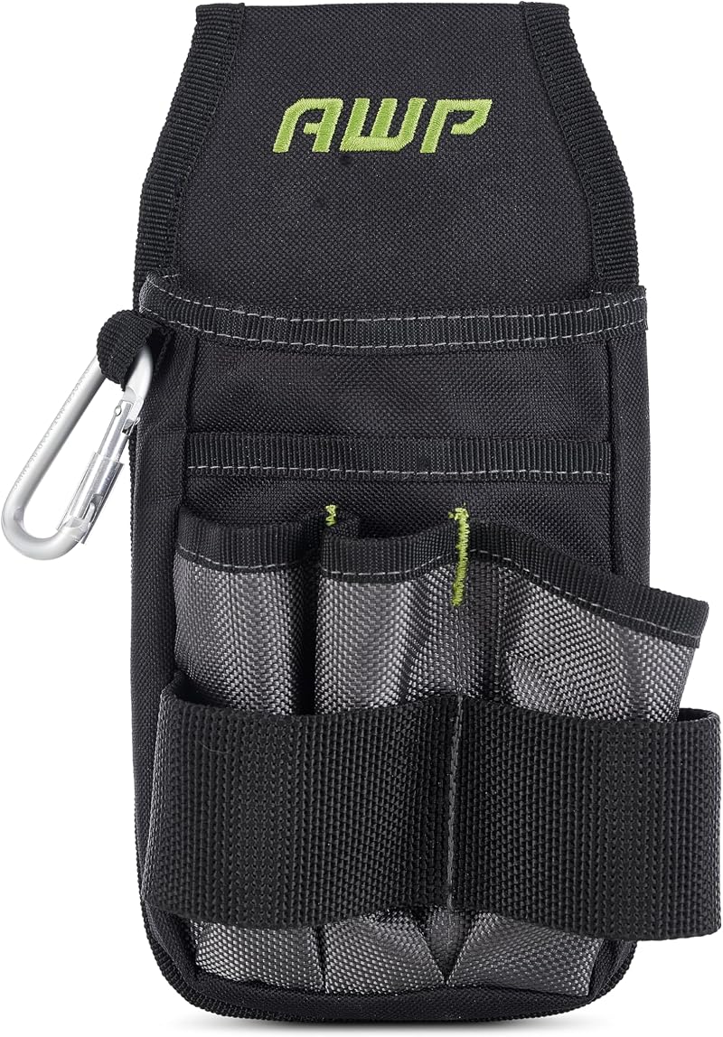 AWP L-804-1 Organizer Tool Pouch 7 Pockets Metal Belt Clip Black Gray