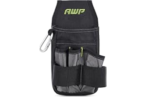 AWP Premium Tool Pouch Multi-Pocket Organizer for Electricians, Professional Tool Box for Efficient Organization, Black, 7 Po
