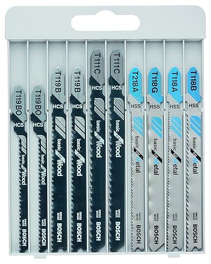 Bosch Professional 10tlg. Stichsägenblätter Set Basic (Metall und Holz, Zubehör für Stichsägen mit T-Schaftaufnahme)