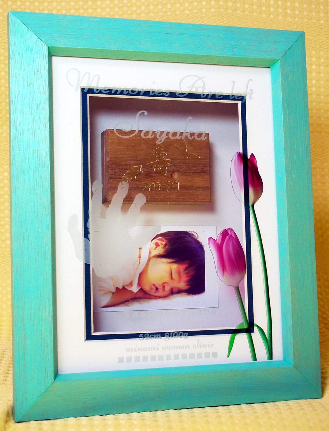 メモリーボックス Miniタイル付き おへその緒も入る夢の箱 赤ちゃん手型足形 B005ngfws6 グリーン グリーン 手形足型産声 21最新作