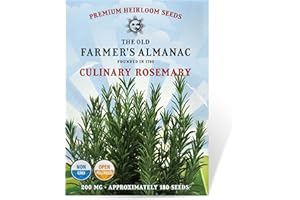 The Old Farmer's Almanac Heirloom Culinary Rosemary Herb Seeds - Premium Non-GMO, Open Pollinated, Drought & Cold Tolerant (1 Packet - 200 MG - Approx 180 Seeds)