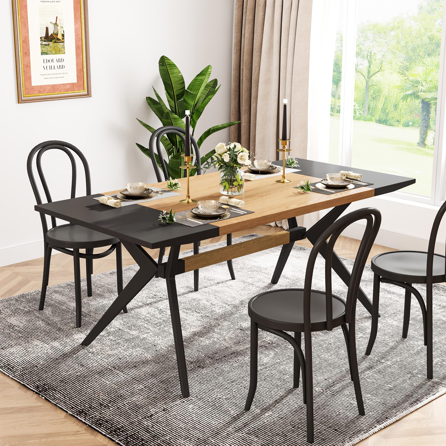 Tribesigns 63-Inch Dining Table for 4-6 People, Modern Rectangular ...