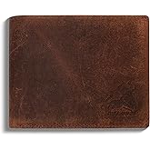 BULL GUARD Vintage Crazy Horse Leather Wallet for Men RFID Blocking Bifold Secure & Durable Extra Capacity with 11 Credit Cards Slots, Flip Up ID, Tight Stitching, Quick Thumb Push Access, Gift Boxed