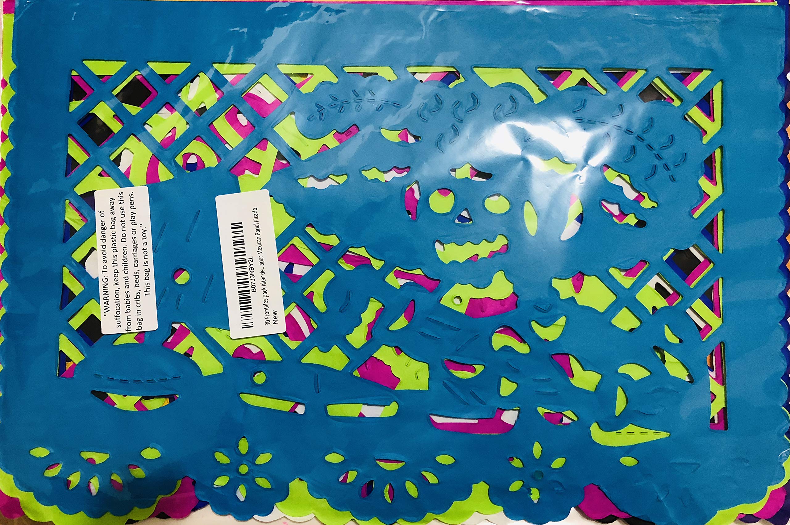 Fiesta Brands 30 Frontales Pack Altar de Ofrendas Dia de Muertos Day of The Dead Decoration Colorful Medium Size Tissue Paper Mexican Papel Picado.