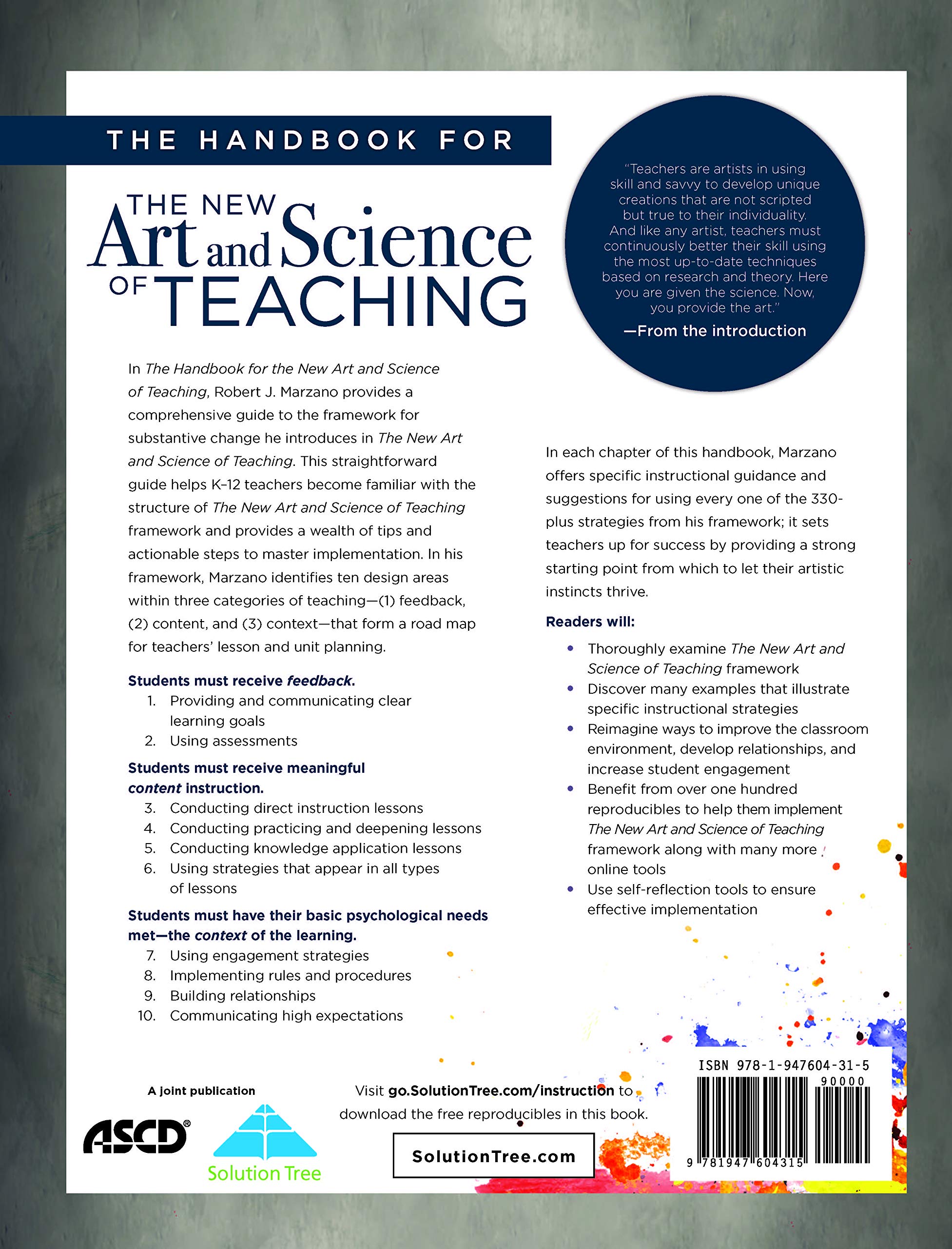 The Handbook for the New Art and Science of Teaching (Your Guide to the Marzano Framework for Competency-Based Education and Teaching Methods) (The New Art and Science of Teaching Book Series)