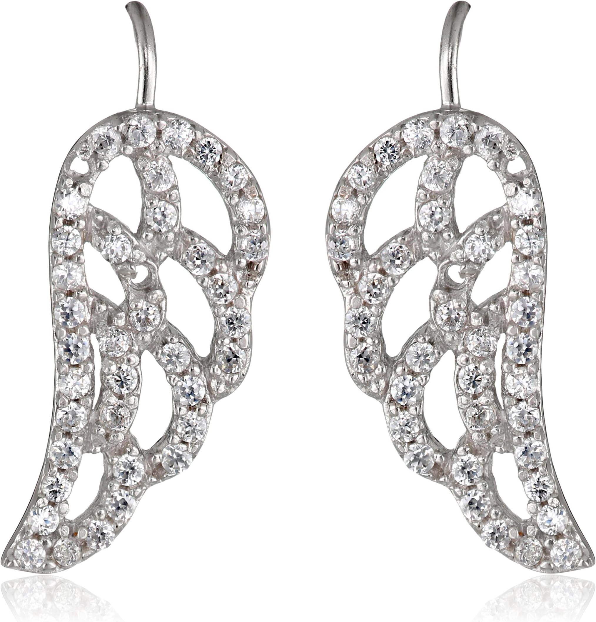 The Ear Pin Cubic Zirconia Angelic Wings Sterling Silver Earrings