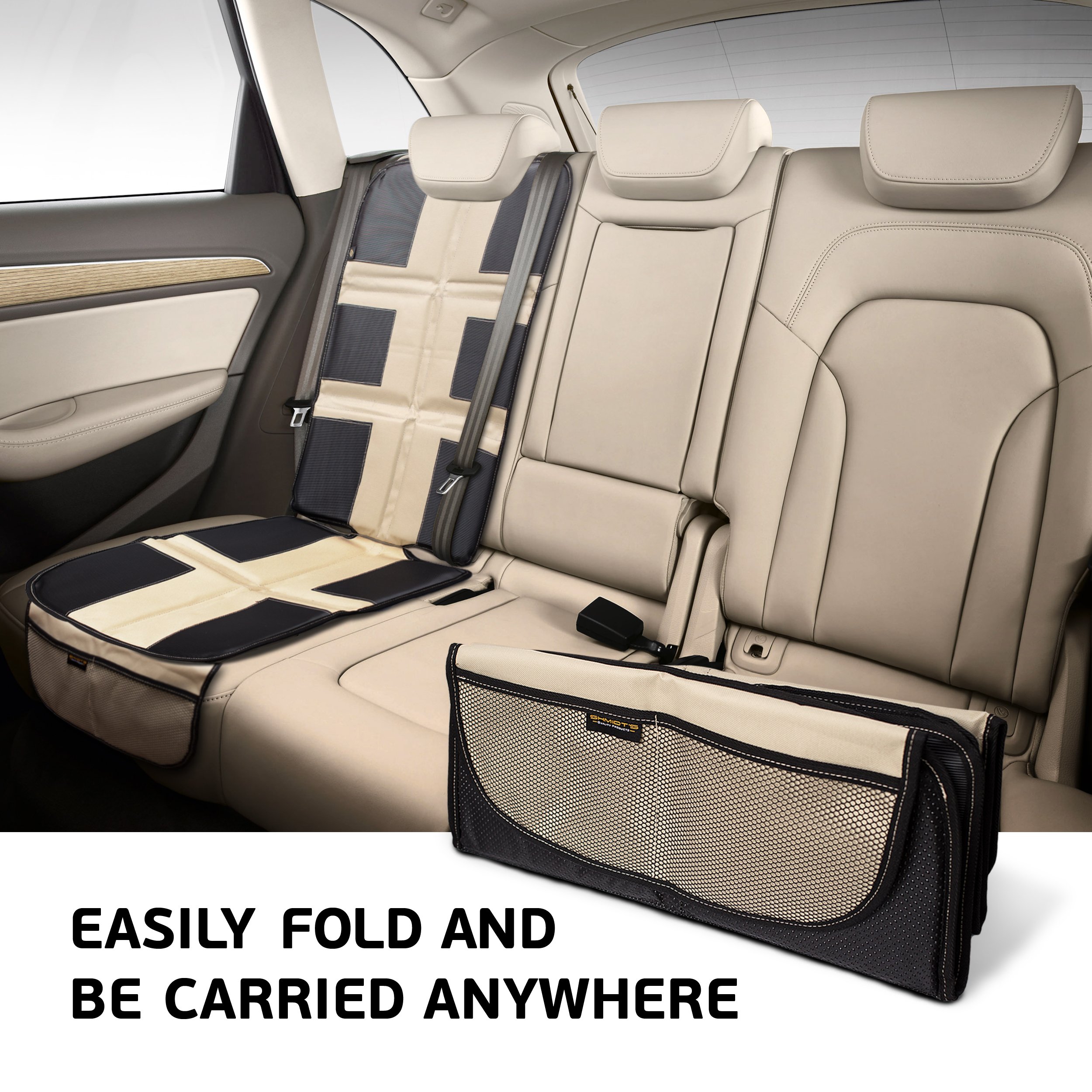 Car Seat Protector by Shmidt'S - Luxury Car Seat Cover Summer/Winter For Baby & Child - Anti-Slip, Heavy Duty Car Seat Mat Protector for Infants W/Upholstery, Beige/Tan