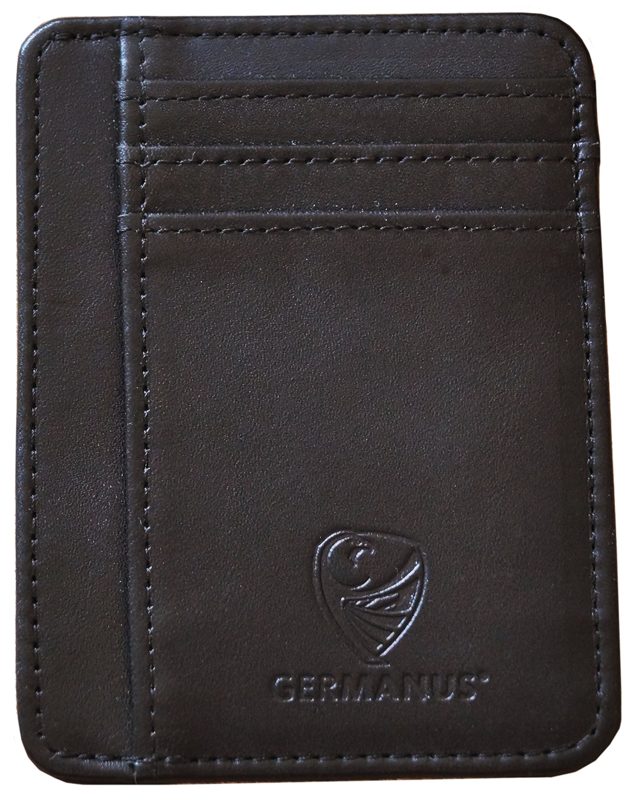 GERMANUS Credit Card Wallet Case Handmade from Genuine Leather (Black)