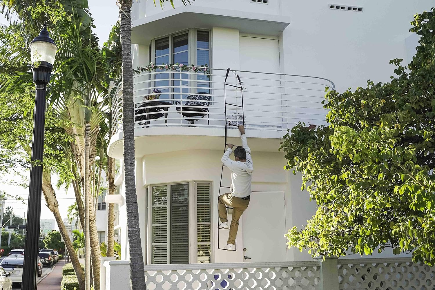 Fire Escape Ladder 3 Story 24 ft (7, 5m) | Webbing Ladder with Snap Hooks | Lightweight, Compact & Portable | Safety Rope Ladder Multi-Functional & Weather Resistant - - 