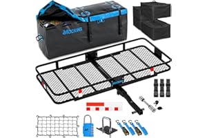 Mockins 60""x20""x6"" Folding Trailer Hitch Cargo Carrier Hitch Mount w/Hitch Cargo Carrier Bag | 16 CuFt Vehicle Soft-Shell 