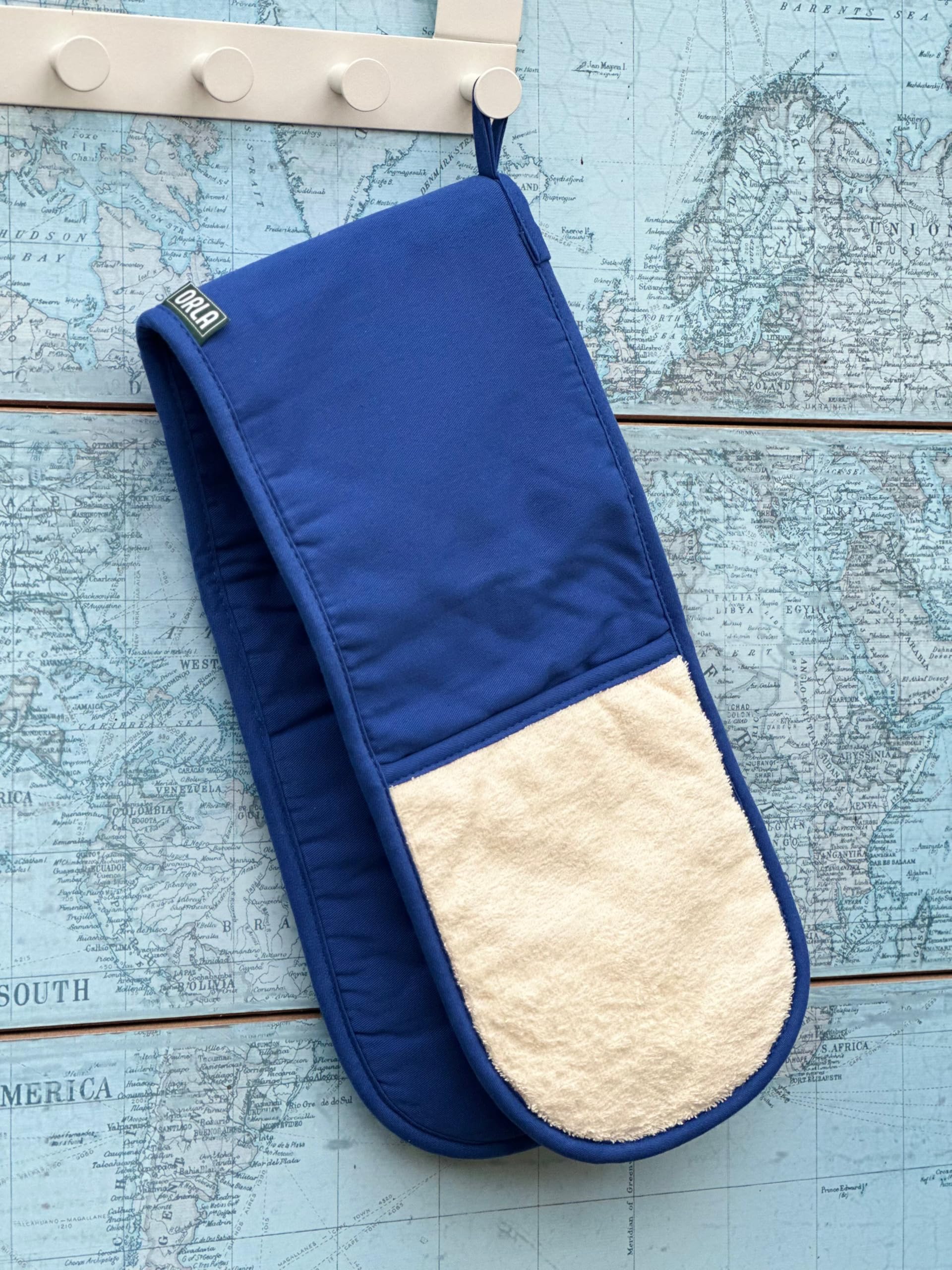 Orla Double Oven Gloves- Heat Resistant Pot Holder- 100% Cotton- For Home & Professional Cooking -1 Piece, Blue