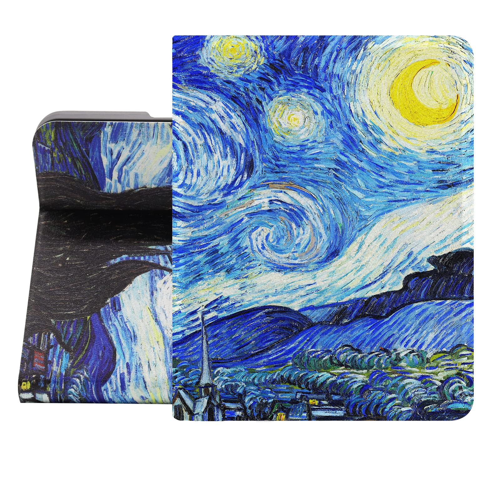 Berkin Arts Compatible with iPad Mini 6th Generation Case (8.3 Inch) Case 2021 A2568/A2569 Folio Case Premium Leather Cover Post-Impressionism Blue Lightweight (The Starry Night by Van Gogh)