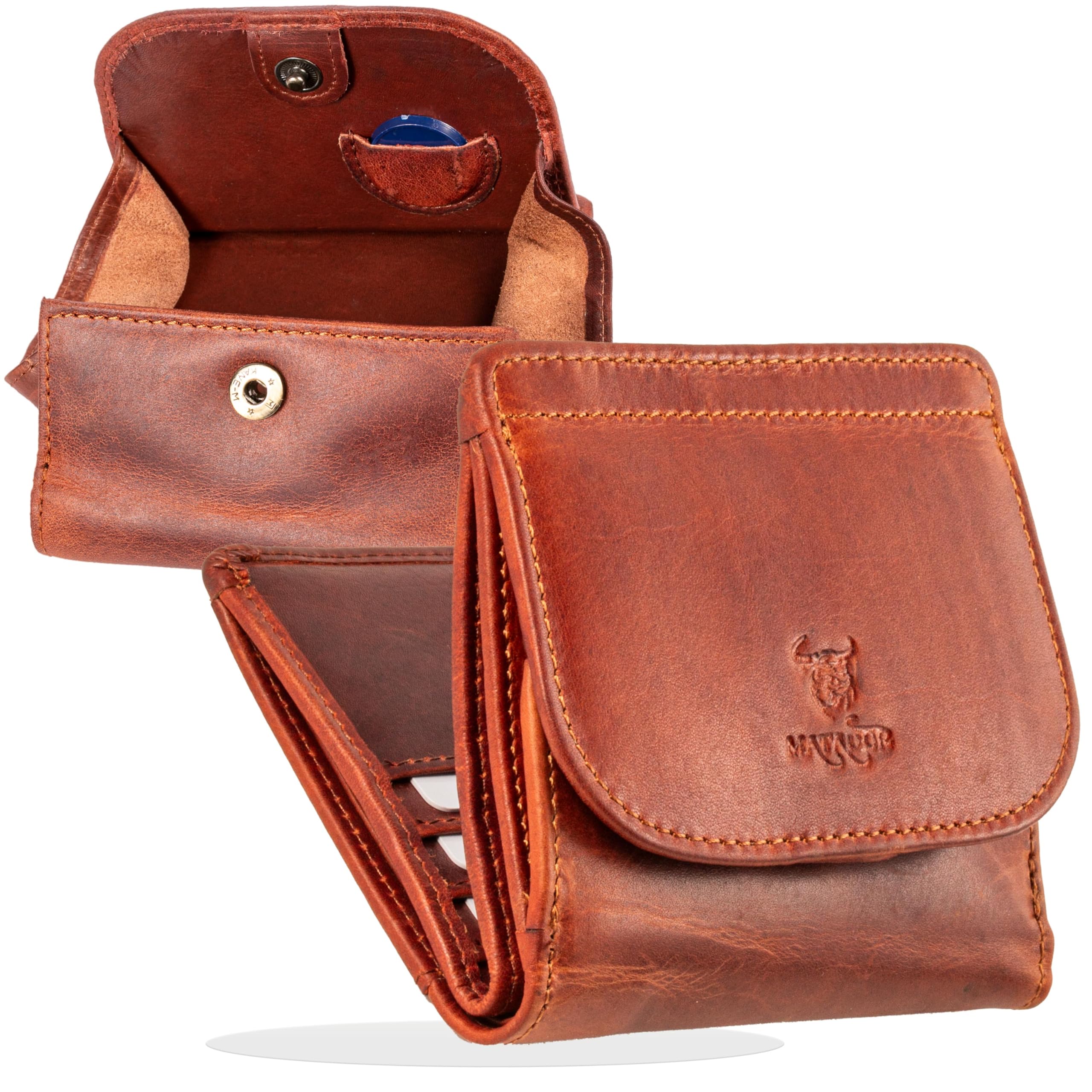 Matador Unisex Adults Brown Leather Wallet with RFID Blocker - VIENNE Model, 8 Card Slots, 11 Compartments, Coin Pocket, 10 x 2 x 2 cm