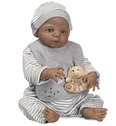 Reborn Baby Dolls African American Boys 22 Inch Silicone Full Body