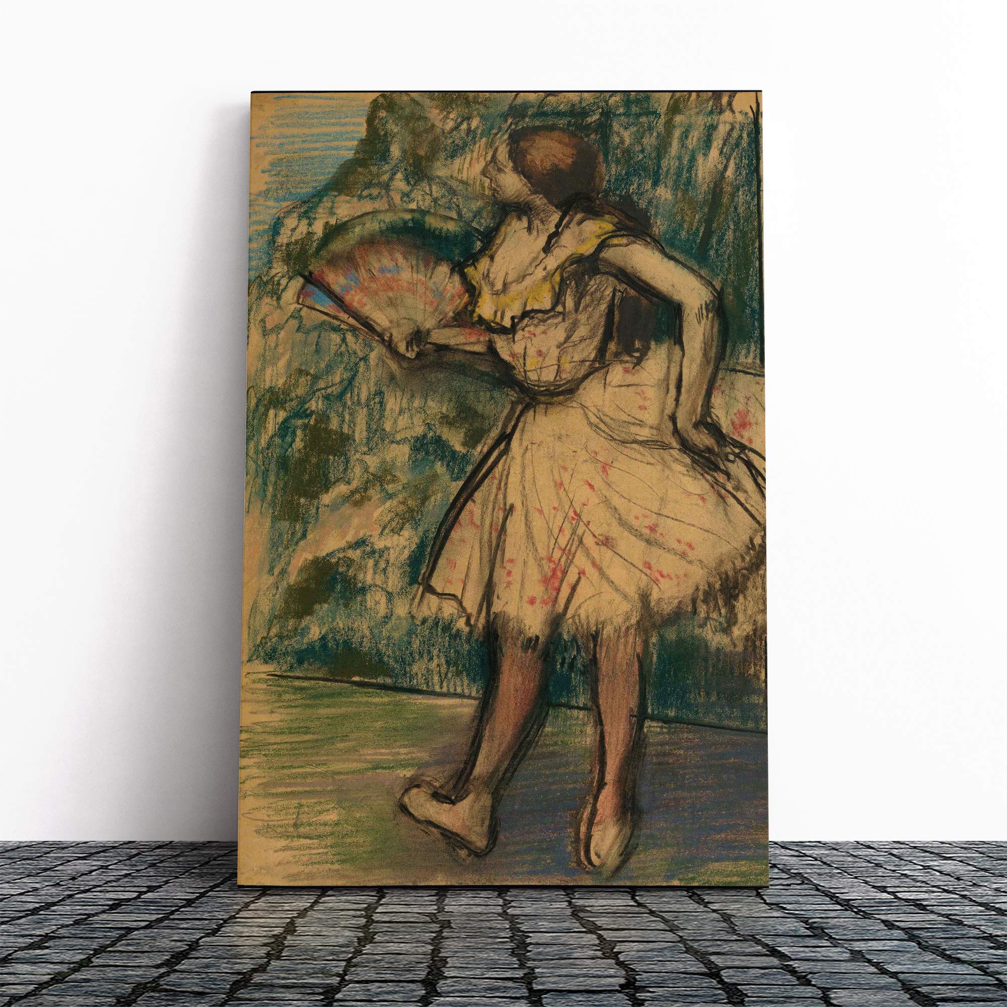 Edgar Degas Dancer with a Fan Canvas Print | Gallery Wrapped 30mm Frame Wall Art | 20x14 inches | Ready to Hang | Modern People Picture | Living Room Bedroom Lounge Office