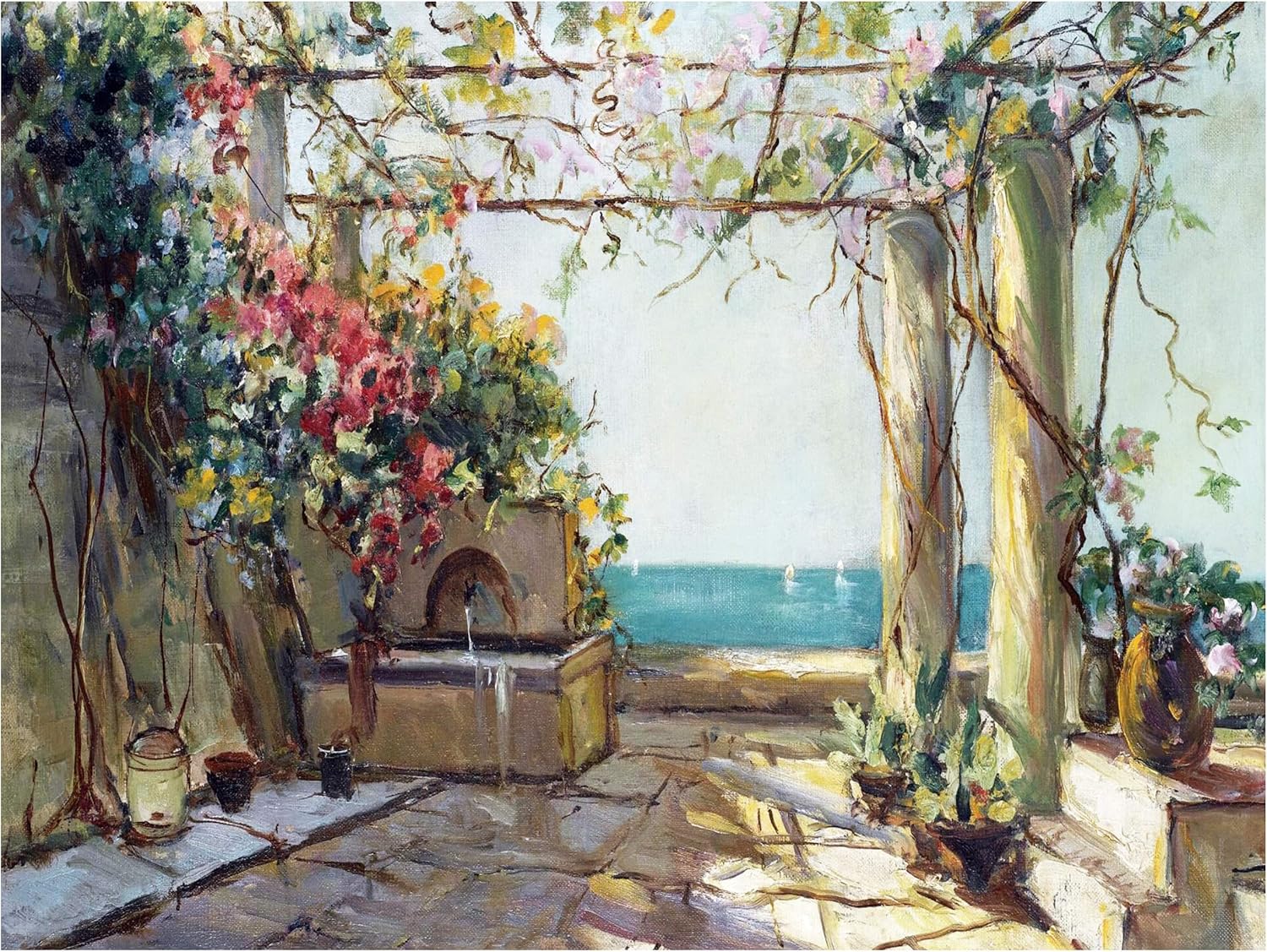 Garden Ocean Terrace Tile Mural Kitchen Bathroom Wall Backsplash Marble Ceramic - Picture 2 of 12
