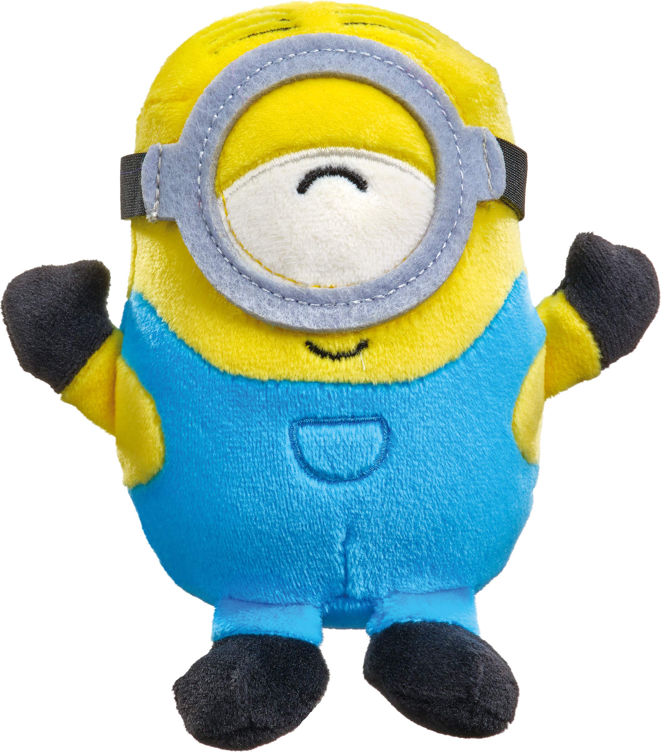 Schmidt Spiele 42730 Minions Stuart Laughing Plush Figure, 15 cm, Multi-Coloured