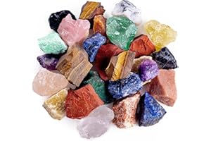 UFEEL 1 LB Bulk Rough Madagascar Stones Mix Natural Raw Crystal Stones for Tumbling, Fountain Rocks, Decoration, Polishing, Wire Wrapping, Healing Crystal - Large 1 inch