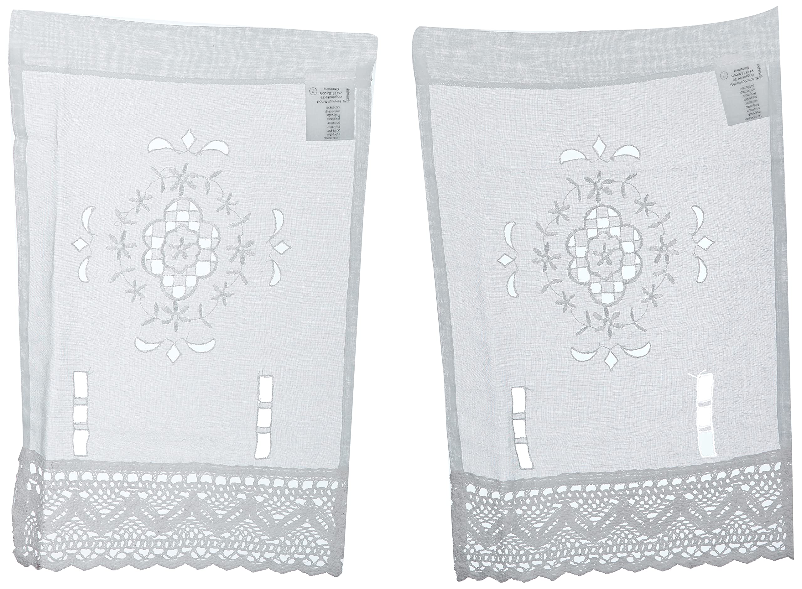 Home Fashion Window Pictures Linen Structure Broderie, Fabric, White, 45 x 30 cm, 2