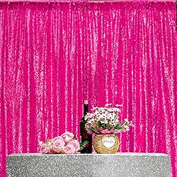 JYFLZQ Hot Pink Sequin Backdrop Curtain