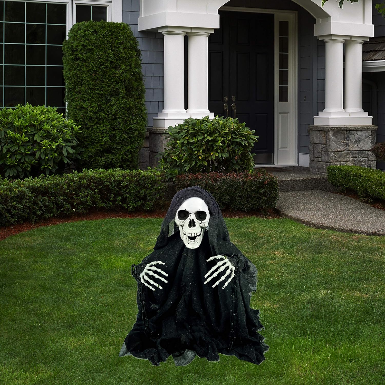Skeleton Grim Reaper Ground Stake, Halloween yard stakes for Halloween outdoor graveyard Lawn stakes decorations: Toys & Games
