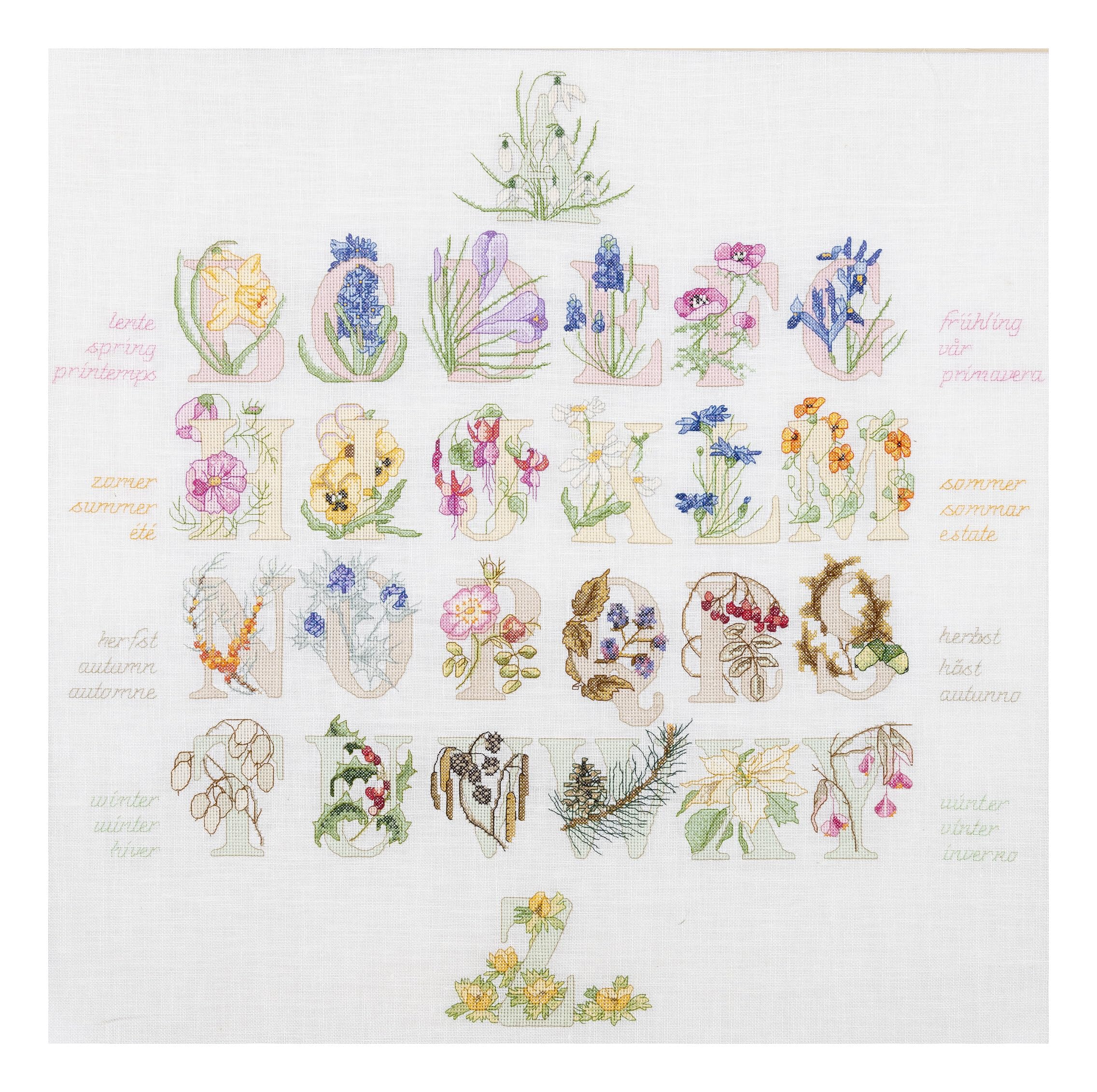 2025 Floral Alphabet Linen Cross Stitch Kit
