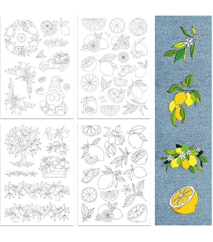 DOODLREAM Lot de 42 stabilisateurs de motifs de broderie amusants, 21 x 29,7 cm, bâtons