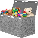 VERONLY Large Foldable Toy Box with Lid Dark Grey 60x31x39 cm Storage Chest