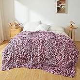 XeGe Luxury Fluffy Faux Fur Cheetah Print Bed Blanket for Kids Adults Couples, Cozy Plush Fuzzy Big Farmhouse King Size Leopard Blanket for Couch Sofa Bedroom Living Room, Pink and Black, 104x90, King