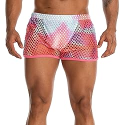 FIROTTII Mens Mesh Shorts Sexy Boxers See Through