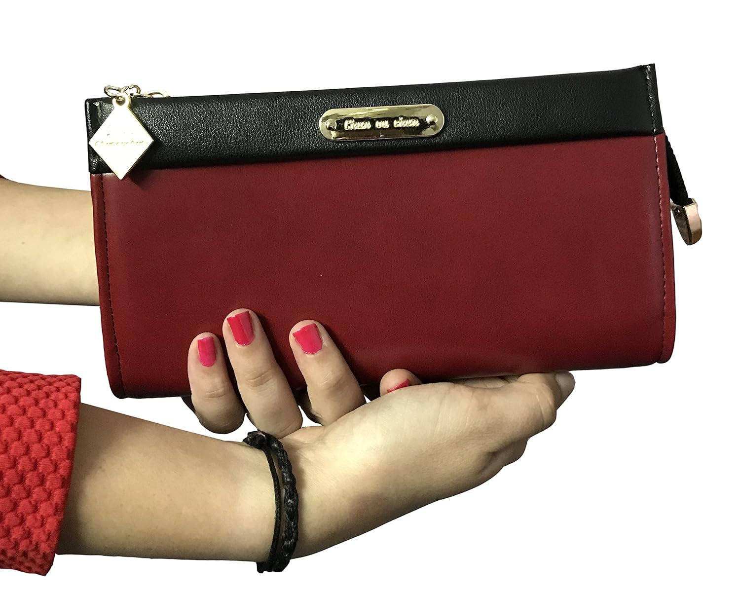 red zipper women casual \ partyware clutch & girls hand purse