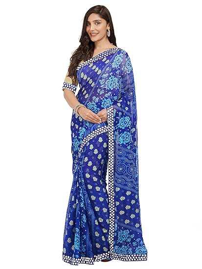 Womens Chiffon Floral Print Saree