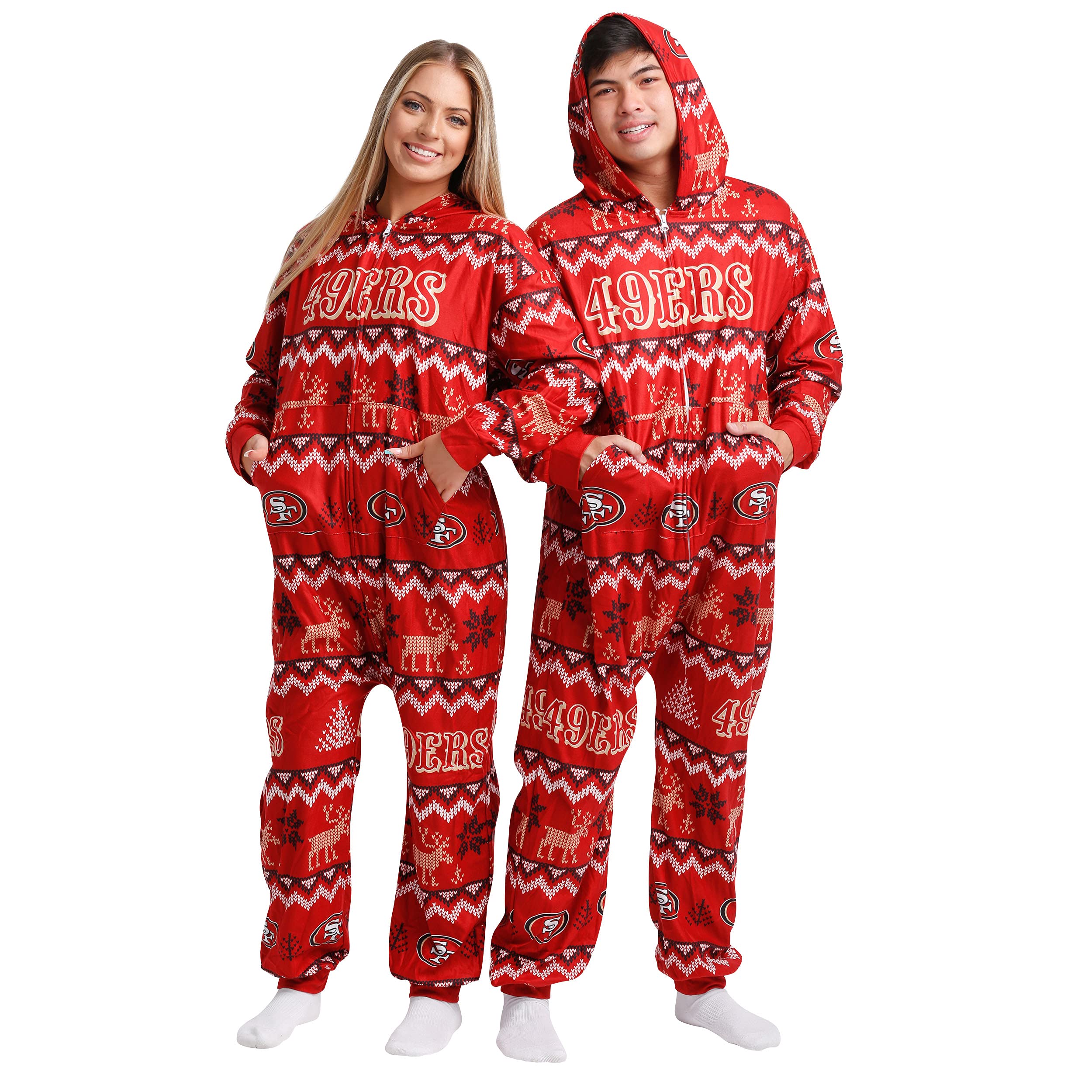 FOCO San Francisco 49ers NFL Ugly Pattern One Piece Pajamas - XL Image